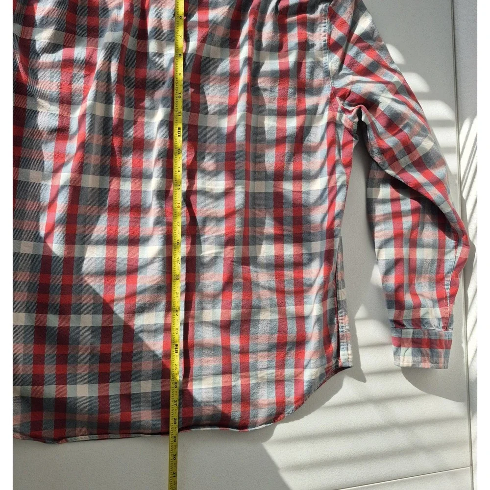 J Crew Shirt Mens‎ Large Red Blue Plaid Heavyweight Flannel Button Up Casual